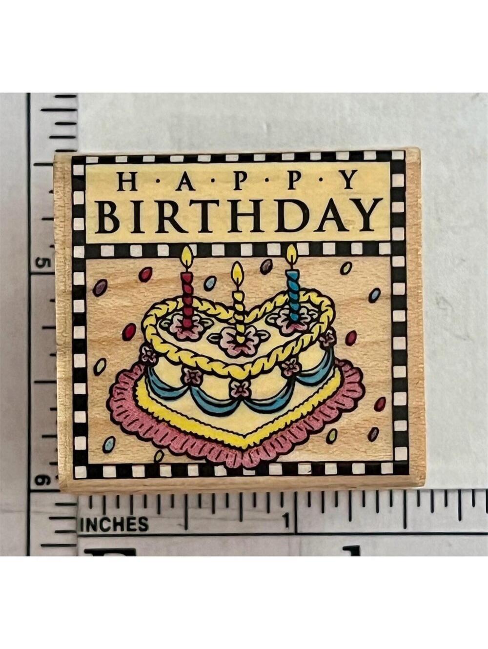 Hero Arts Happy Birthday Cake Wood Mounted Rubber Stamp Card Making Scrapbooking